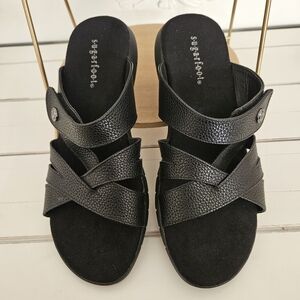 Sugar Foot Women’s Faux Leather Strappy Slip-on Sandal Size 9M